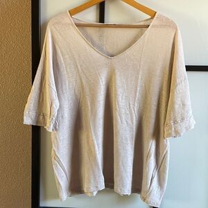 J. Jill Light Beige V-Neck Short Sleeve Top